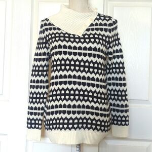 Talbots Geo Print Button Neck Sweater